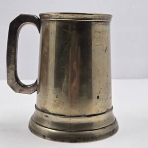 Vintage EPNS India Silver Plated Glass Bottom Beer Stein Tankard Mug 5 Inch